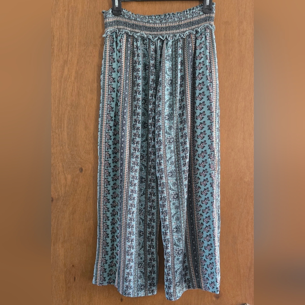 Kingston Grey Blue Patterned Wide Leg Pants - Picture 6 of 8